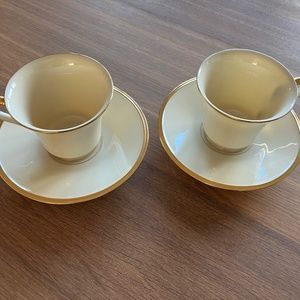 2 Lenox Eternal Tea Cups and Saucers